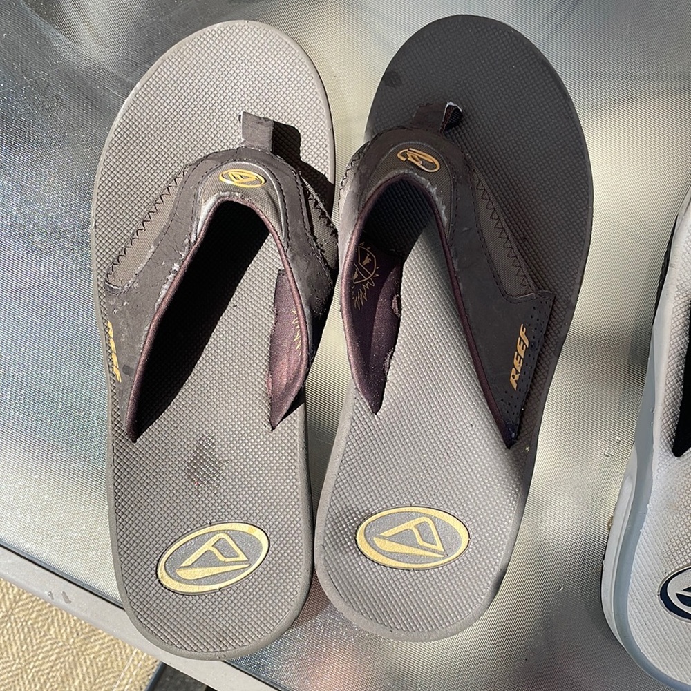 Reef flip flops… worn but still has a lot miles left on them!